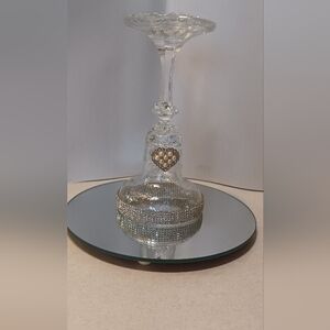 Elegant Glass Candle Holder with Silver Accents